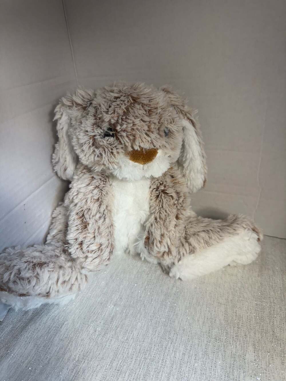 Melissa & Doug Burrow Bunny Tan and White Floppy Ear Plush Stuffed Animal
